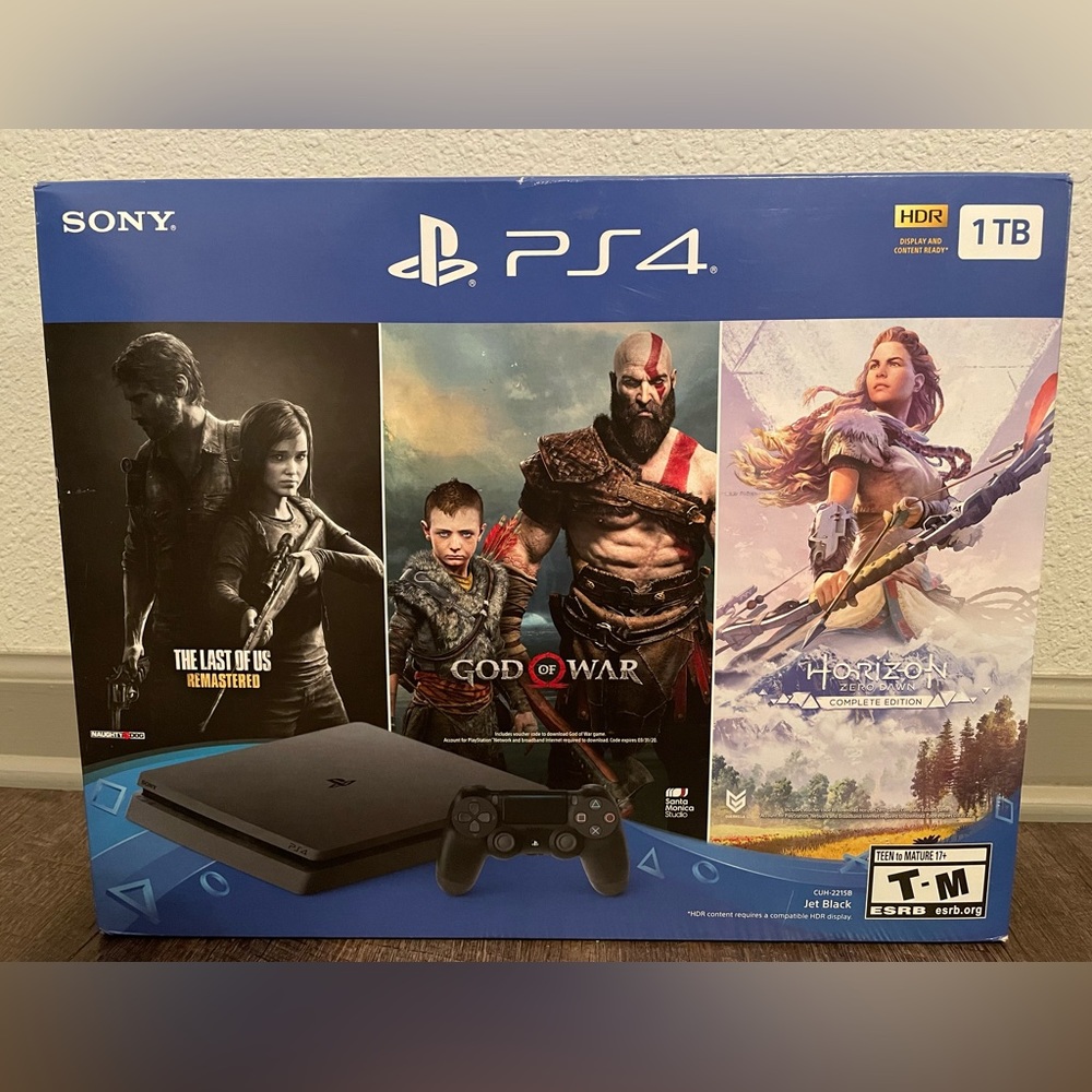sony playstation 4 1tb the last of us: remastered, god of war & horizon zero